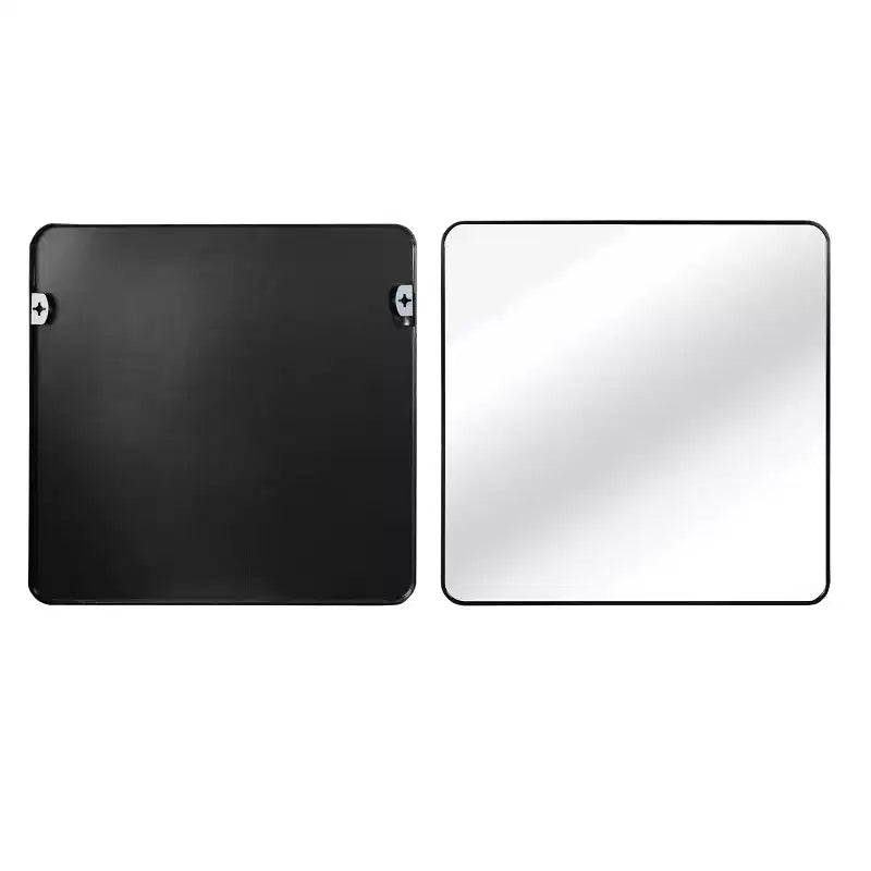 Miroir mural carré de salle de bain à cadre en métal noir - Élégant et durable
