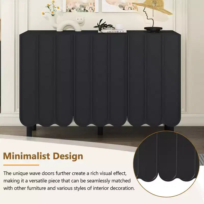 Meuble à chaussures minimaliste, Buffet avec étagères réglables, Grand meuble de rangement avec portes ondulées