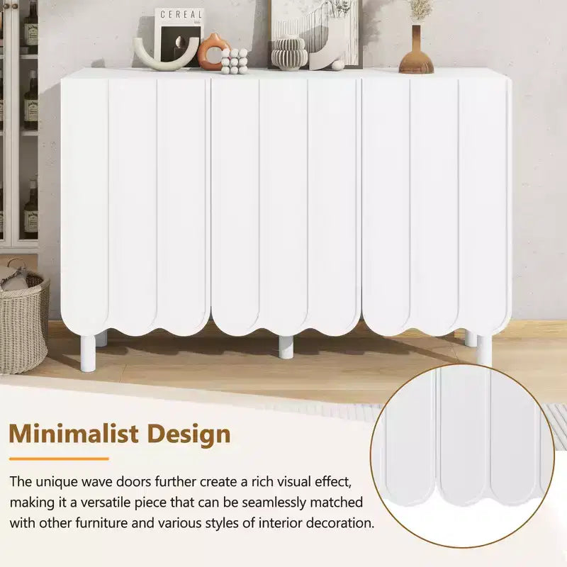 Meuble à chaussures minimaliste, Buffet avec étagères réglables, Grand meuble de rangement avec portes ondulées