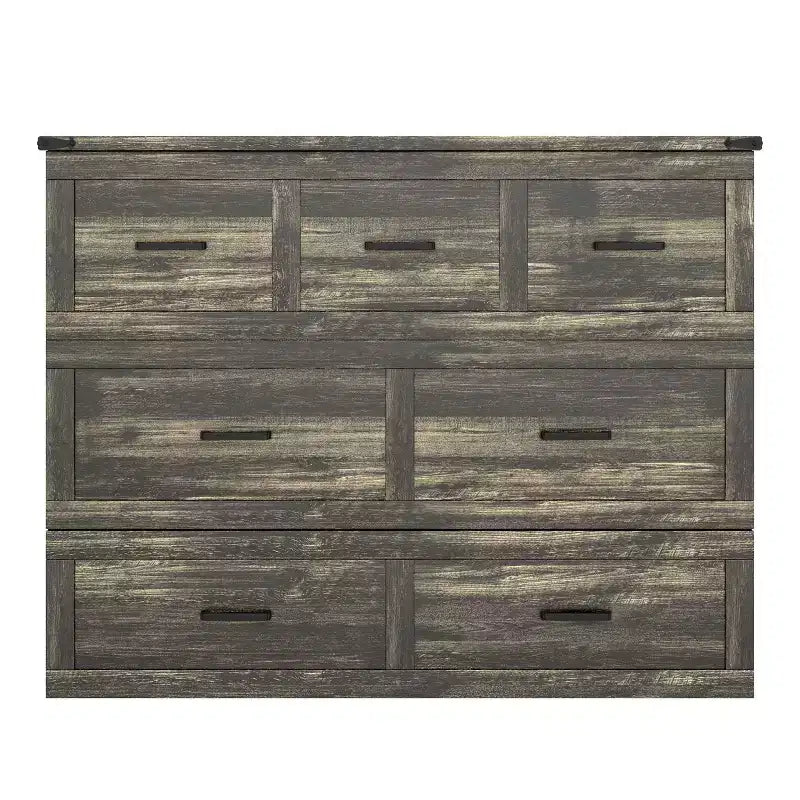 Lit escamotable grand lit/queen size avec station de recharge et tiroir de rangement, Blanc/Gris