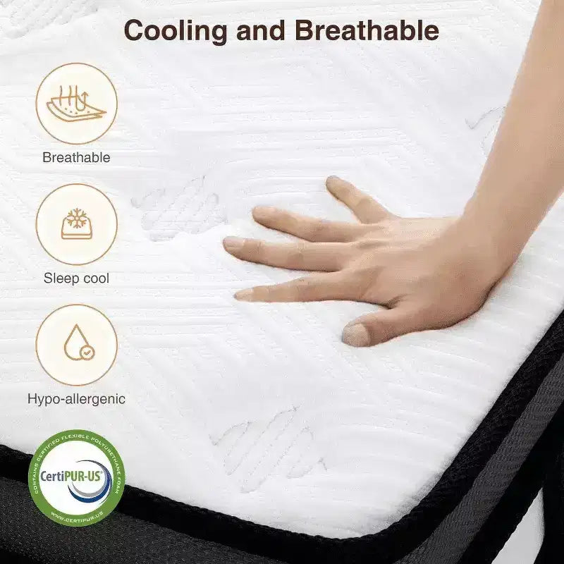 Matelas King en Solde : Matelas en Mousse à Mémoire de Forme au Gel de 14 po, Technologie de Refroidissement, Fermeté Moyenne, Soulagement de la Pression, Certifié CertiPUR-US, 7 Couches de Mousse