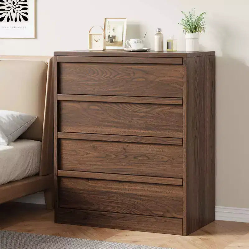 Commode à 4 tiroirs pour chambre à coucher, Table de chevet à 4 tiroirs avec grand espace de rangement, Petite table de chevet pour salon, chambre d'enfant, entrée