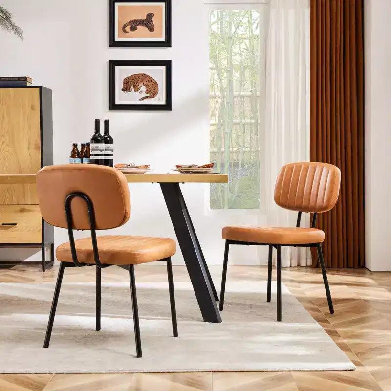 Chaises de salle à manger du milieu du siècle, chaises de salle à manger rembourrées avec surface en similicuir, chaises de cuisine pour salon