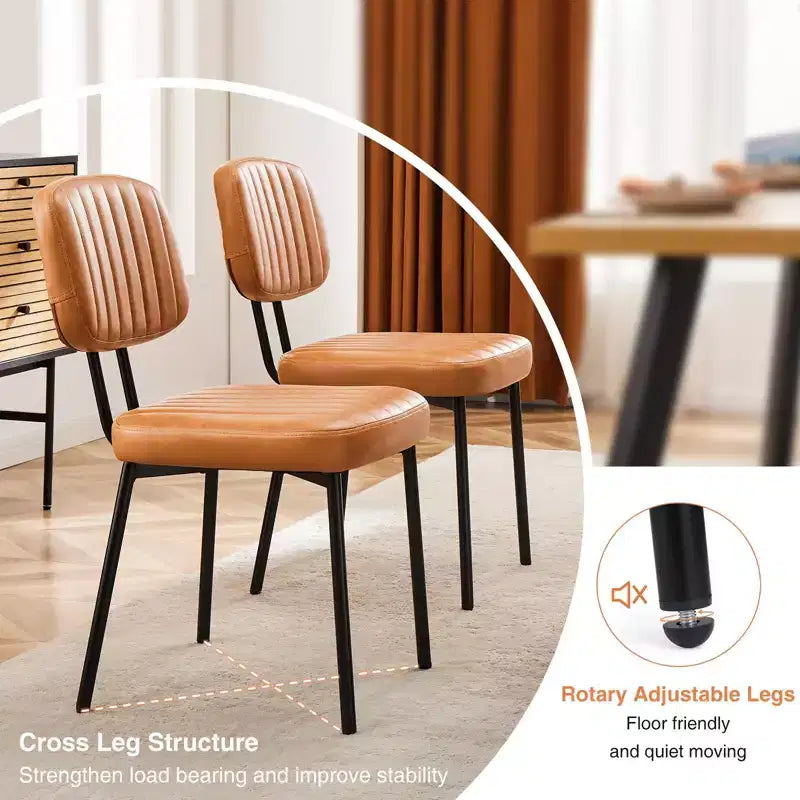 Chaises de salle à manger du milieu du siècle, chaises de salle à manger rembourrées avec surface en similicuir, chaises de cuisine pour salon