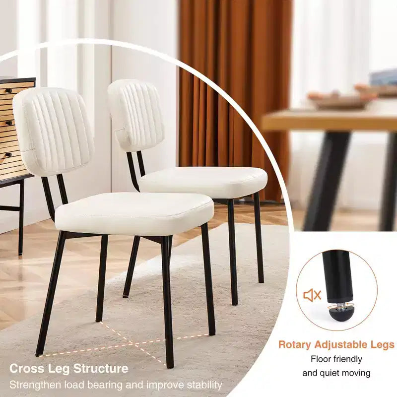 Chaises de salle à manger du milieu du siècle, chaises de salle à manger rembourrées avec surface en similicuir, chaises de cuisine pour salon