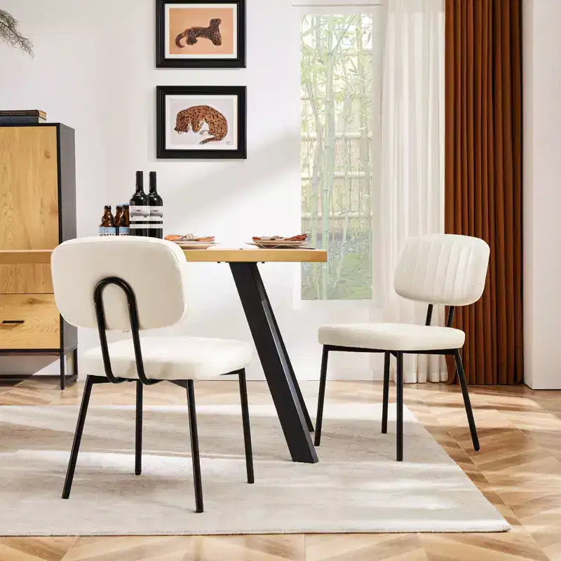 Chaises de salle à manger du milieu du siècle, chaises de salle à manger rembourrées avec surface en similicuir, chaises de cuisine pour salon