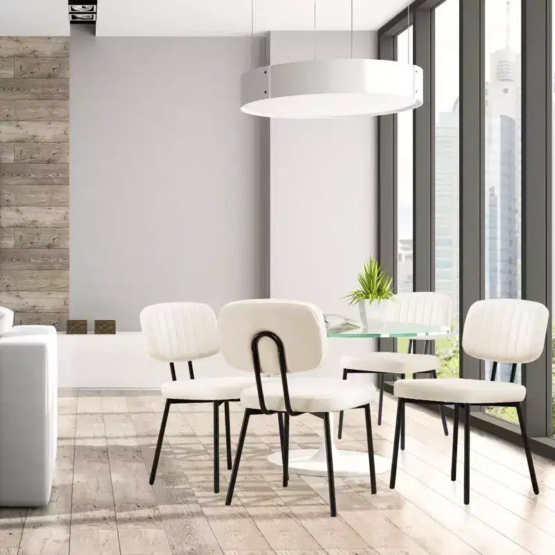 Chaises de salle à manger du milieu du siècle, chaises de salle à manger rembourrées avec surface en similicuir, chaises de cuisine pour salon
