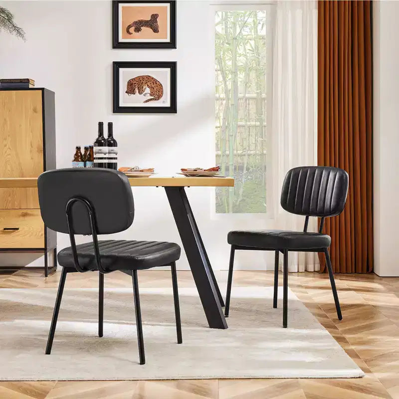 Chaises de salle à manger du milieu du siècle, chaises de salle à manger rembourrées avec surface en similicuir, chaises de cuisine pour salon