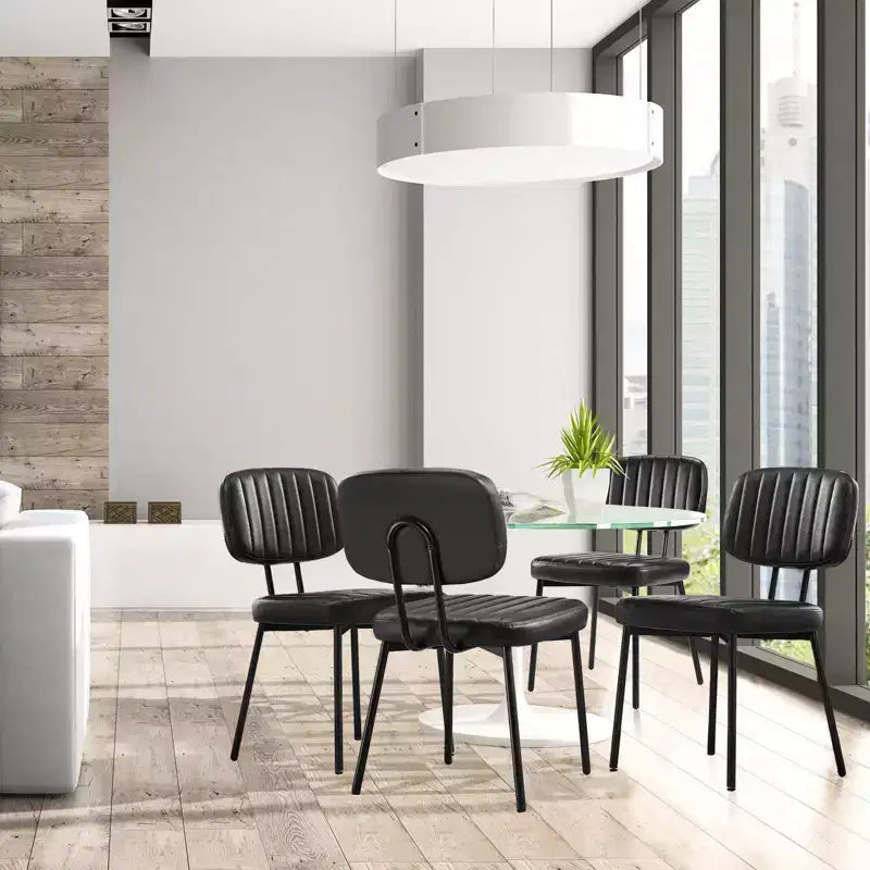 Chaises de salle à manger du milieu du siècle, chaises de salle à manger rembourrées avec surface en similicuir, chaises de cuisine pour salon