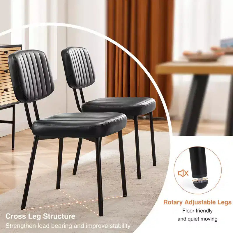 Chaises de salle à manger du milieu du siècle, chaises de salle à manger rembourrées avec surface en similicuir, chaises de cuisine pour salon