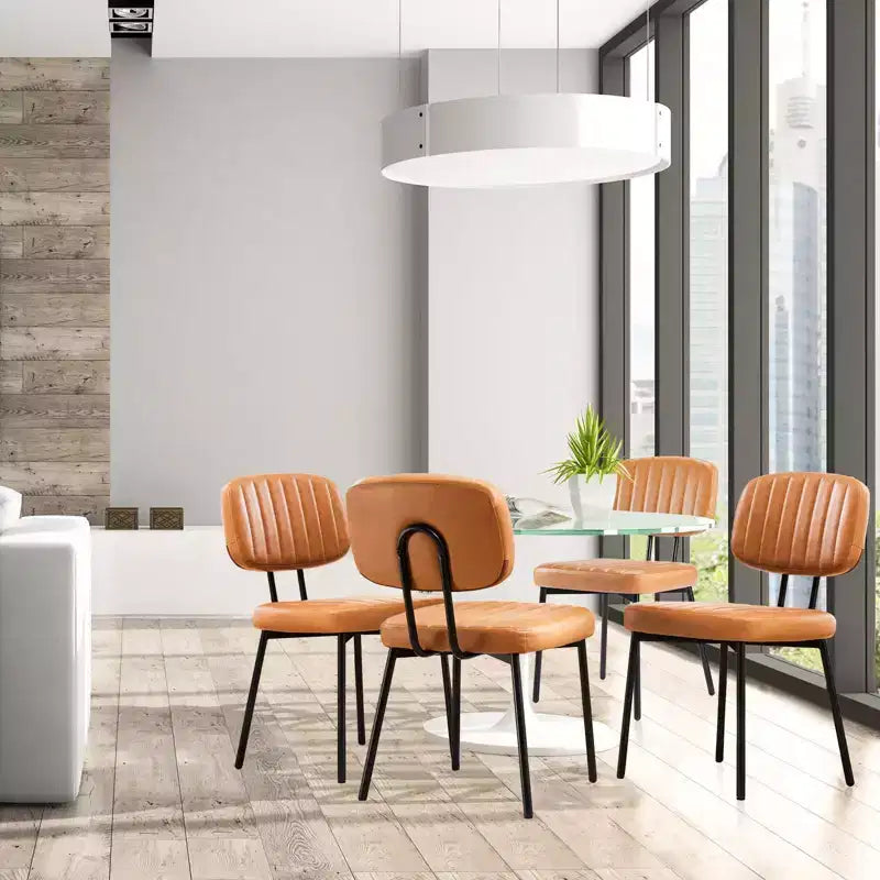 Chaises de salle à manger du milieu du siècle, chaises de salle à manger rembourrées avec surface en similicuir, chaises de cuisine pour salon