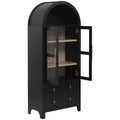 sumyeg 71 Tall Arched Kitchen Pantry Cabinet with Glass Doors, Adjustable Shelves & 2 Large Drawers