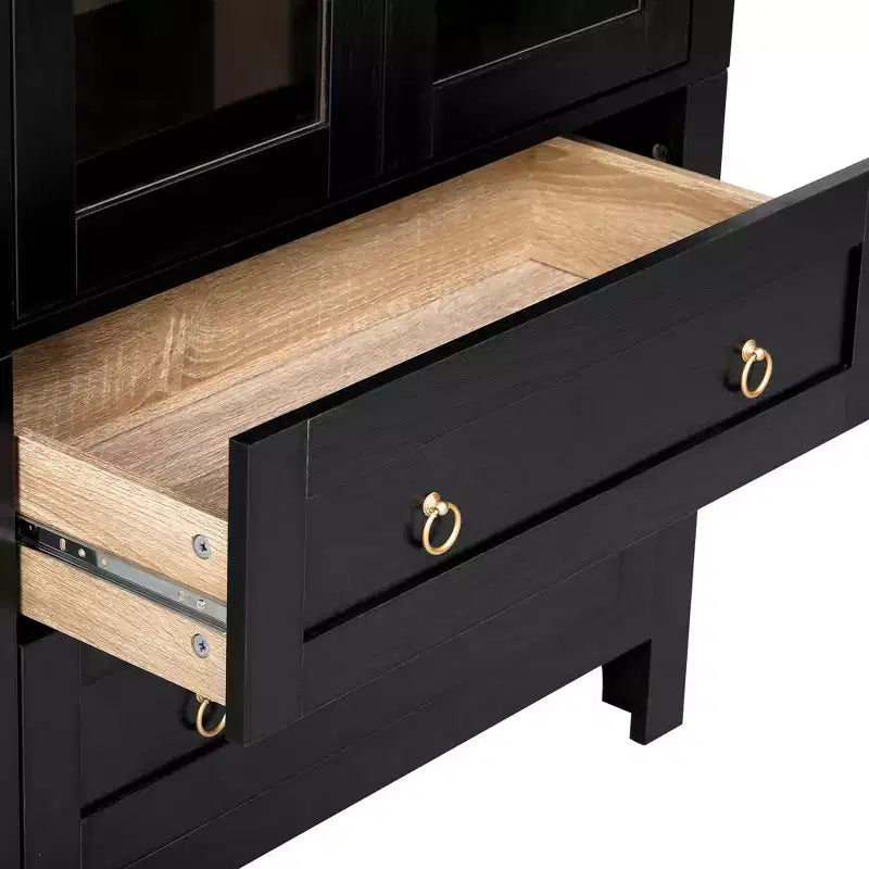 sumyeg 71 Grande Armoire de Cuisine Haute Cintrée avec Portes Vitrées, Étagères Réglables et 2 Grands Tiroirs
