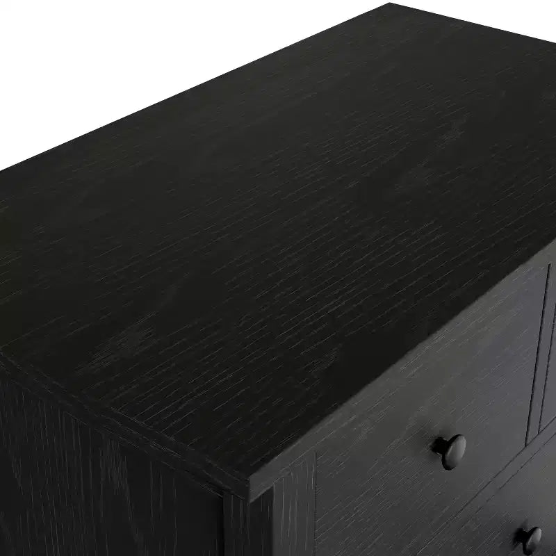 Commode Canellée. Grande Commode 5 Tiroirs avec Poignées et Pieds en Métal Doré. Organisateur de Rangement