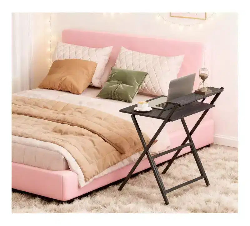 Bureau d'étude pliable,Bureau informatique pliable avec étagère pour moniteur,Cadre en acier en forme de X,Bureau d'écriture pour bureau à domicile,étude,petits espaces