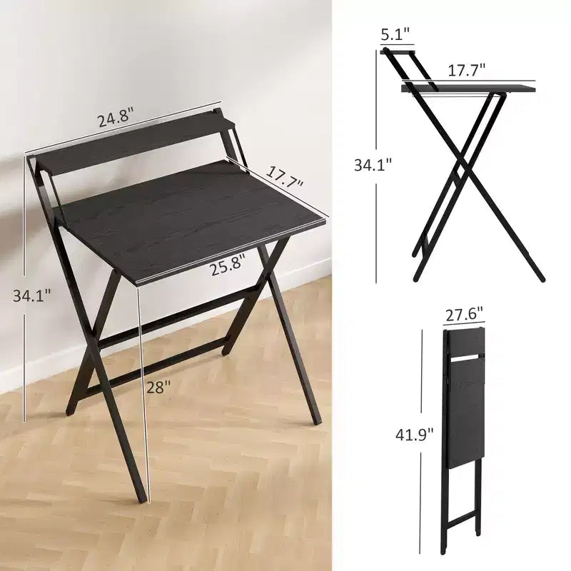 Bureau d'étude pliable,Bureau informatique pliable avec étagère pour moniteur,Cadre en acier en forme de X,Bureau d'écriture pour bureau à domicile,étude,petits espaces