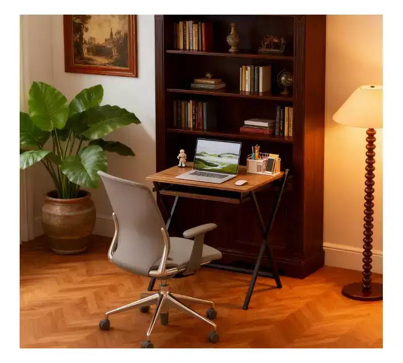 Bureau d'étude pliable,Bureau informatique pliable avec étagère pour moniteur,Cadre en acier en forme de X,Bureau d'écriture pour bureau à domicile,étude,petits espaces