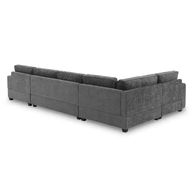 Canapé d'angle en chenille 6 places en U avec grande méridienne