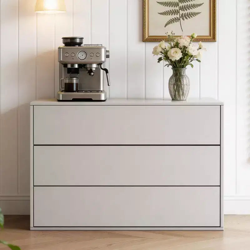 Gaoyangjiaju Commode moderne crème à 3 tiroirs de 80 cm, ouverture par pression, petite table de chevet de chambre, armoire de rangement
