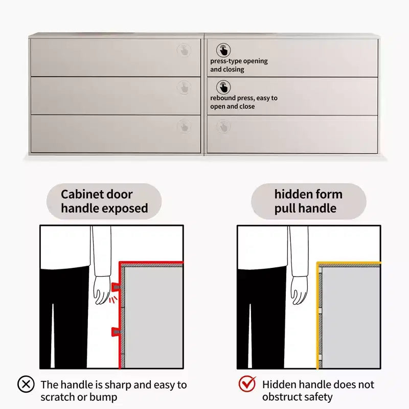 Gaoyangjiaju Commode moderne crème à 3 tiroirs de 80 cm, ouverture par pression, petite table de chevet de chambre, armoire de rangement