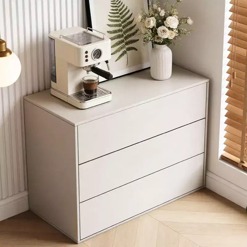 Gaoyangjiaju Commode moderne crème à 3 tiroirs de 80 cm, ouverture par pression, petite table de chevet de chambre, armoire de rangement