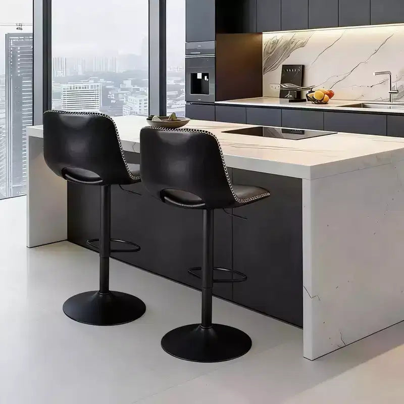 Tabourets de bar pivotants modernes réglables avec dossier, chaises de comptoir en similicuir pour îlot de cuisine, salle à manger ou salon