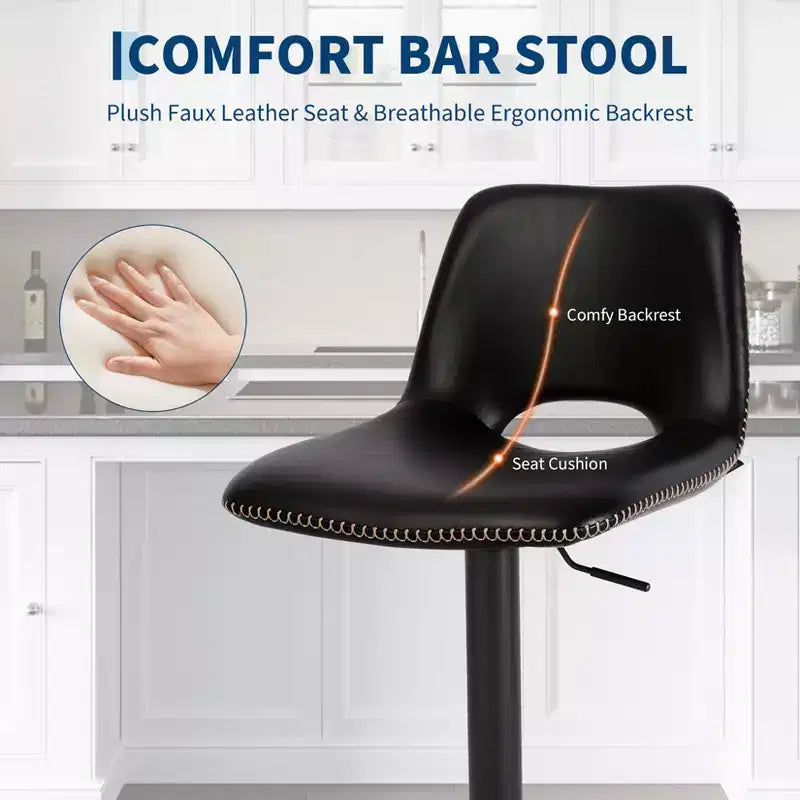 Tabourets de bar pivotants modernes réglables avec dossier, chaises de comptoir en similicuir pour îlot de cuisine, salle à manger ou salon