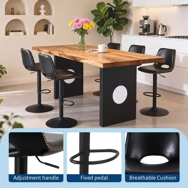 Tabourets de bar pivotants modernes réglables avec dossier, chaises de comptoir en similicuir pour îlot de cuisine, salle à manger ou salon