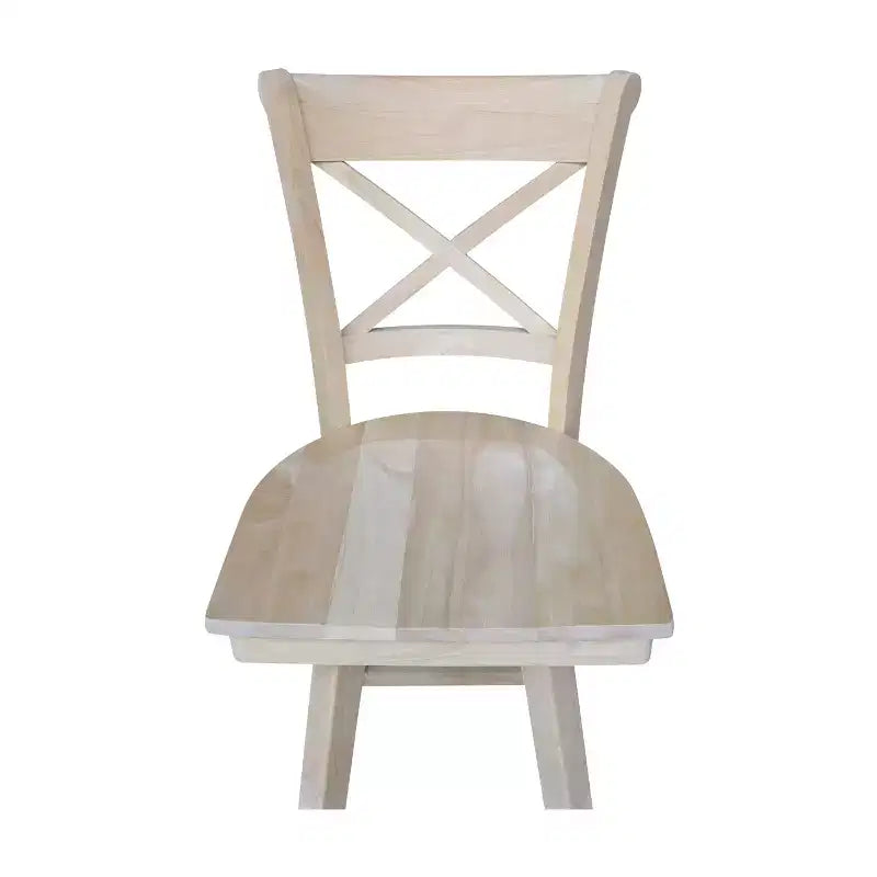 Tabouret de bar hauteur comptoir avec pivot et retour automatique Non fini - : Cadre en bois, Dossier en X, Nettoyage des taches