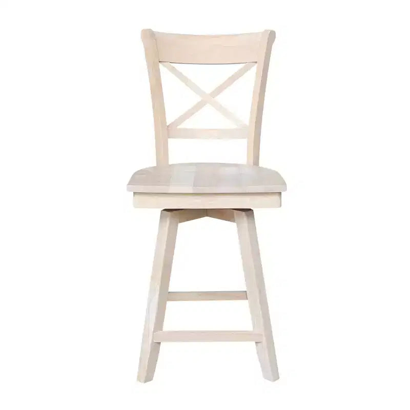Tabouret de bar hauteur comptoir avec pivot et retour automatique Non fini - : Cadre en bois, Dossier en X, Nettoyage des taches