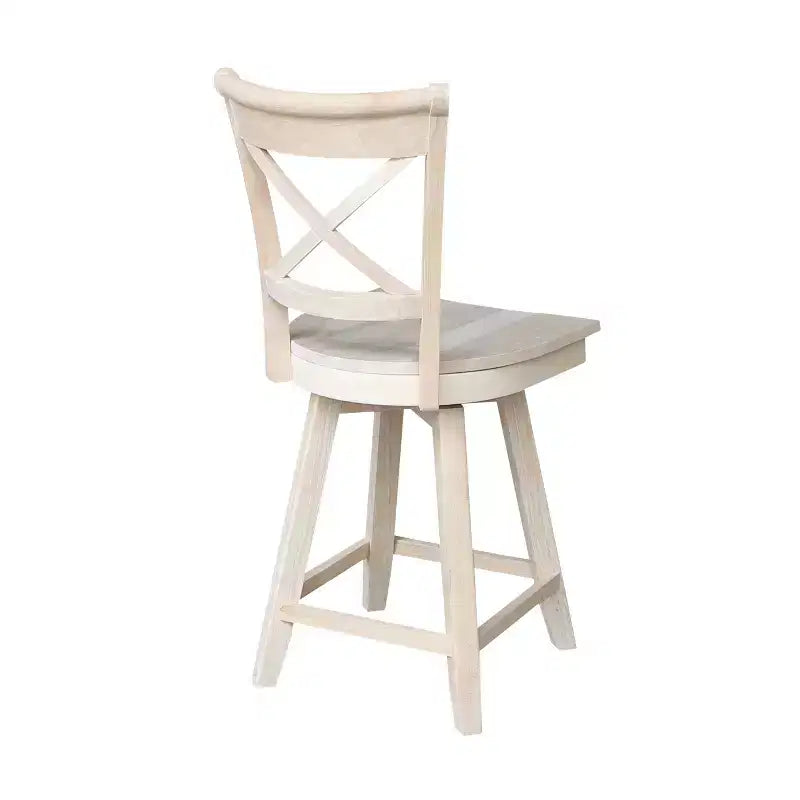 Tabouret de bar hauteur comptoir avec pivot et retour automatique Non fini - : Cadre en bois, Dossier en X, Nettoyage des taches