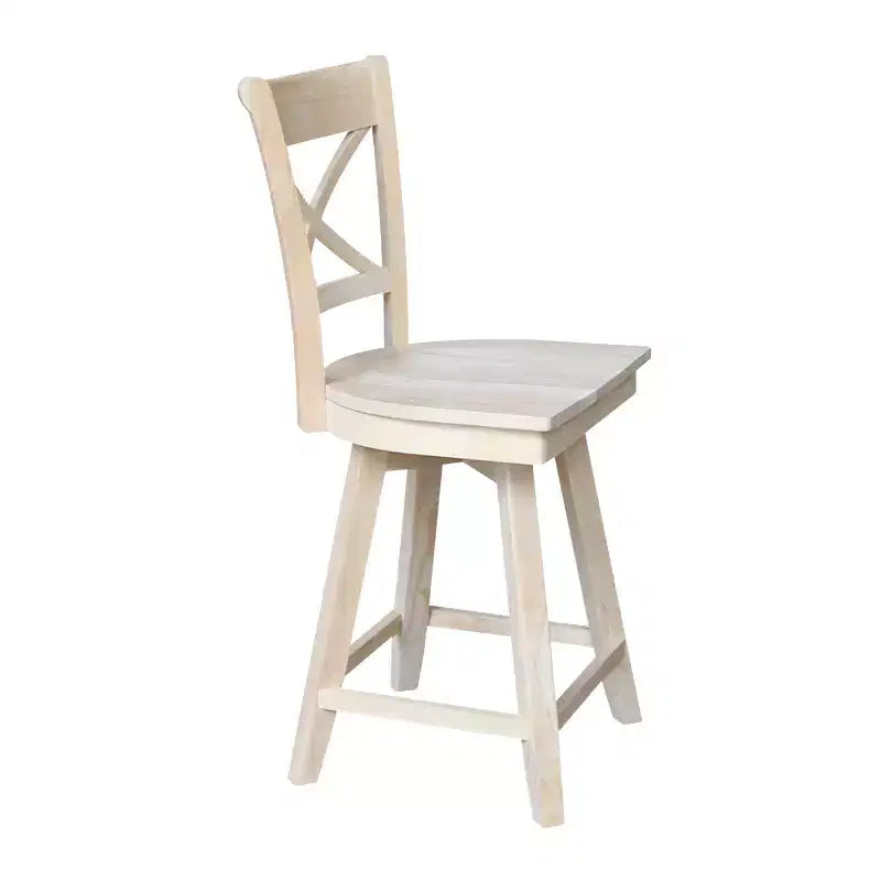 Tabouret de bar hauteur comptoir avec pivot et retour automatique Non fini - : Cadre en bois, Dossier en X, Nettoyage des taches