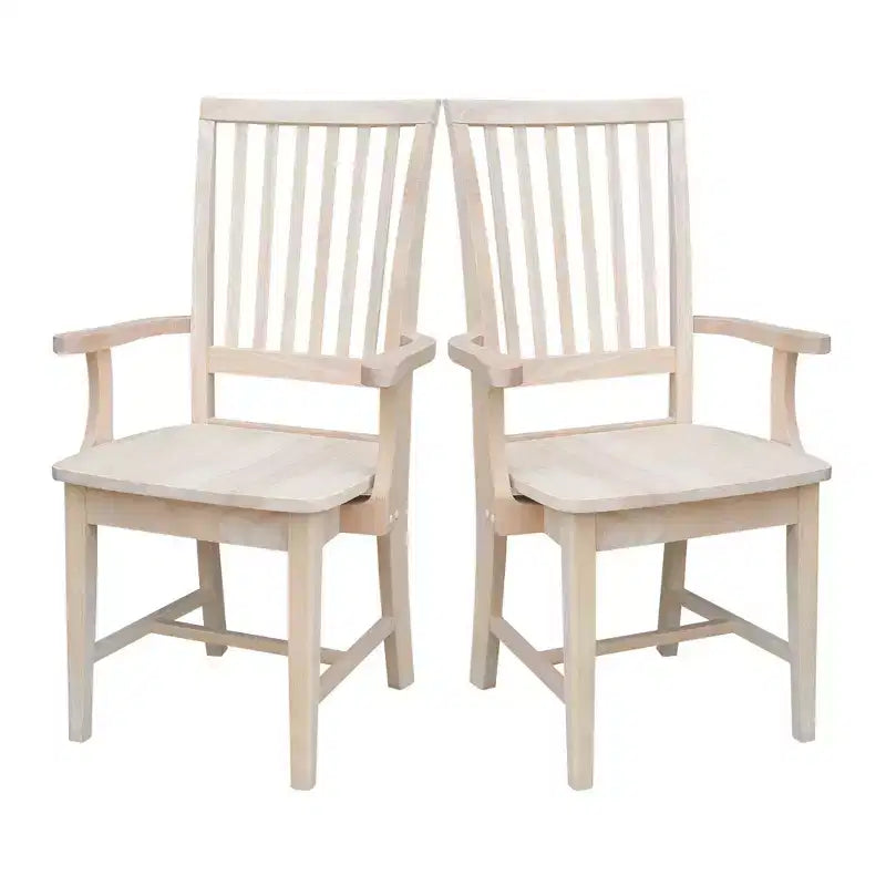 Chaise d'appoint Mission avec accoudoirs non finie - : Bois massif, dossier à lattes, mobilier de cuisine