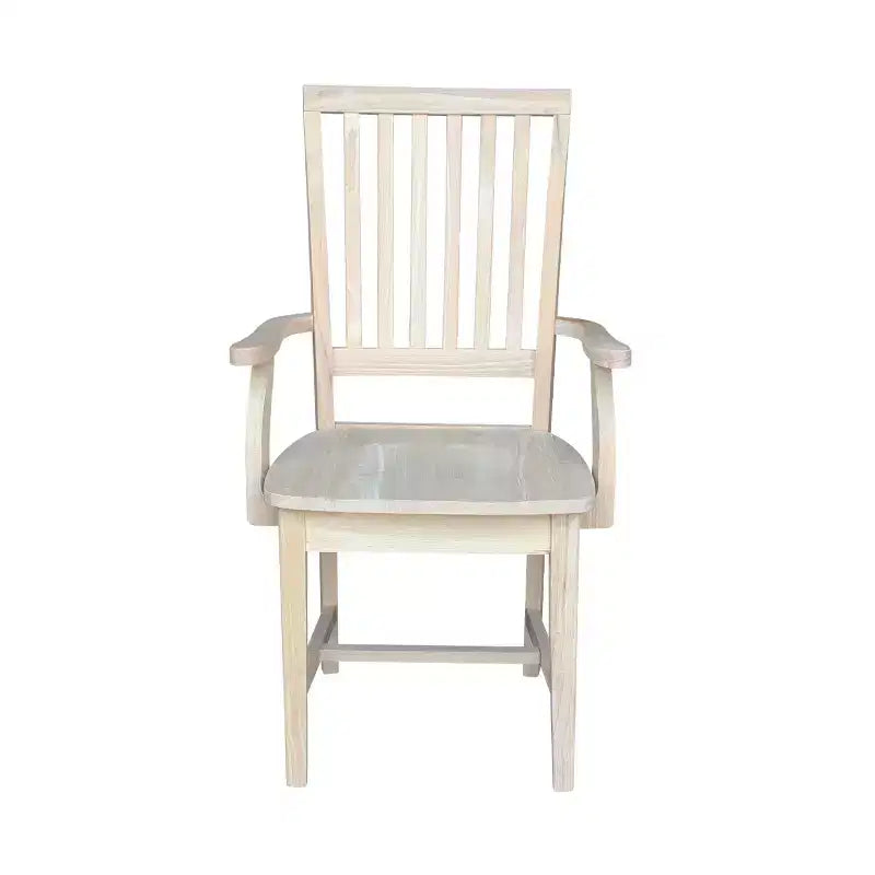 Chaise d'appoint Mission avec accoudoirs non finie - : Bois massif, dossier à lattes, mobilier de cuisine