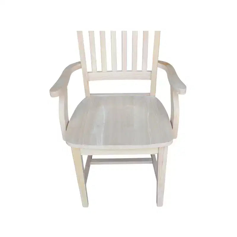 Chaise d'appoint Mission avec accoudoirs non finie - : Bois massif, dossier à lattes, mobilier de cuisine