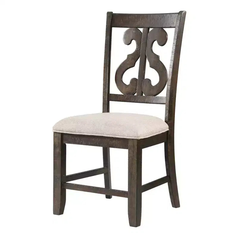 Chaise en bois à dossier tourbillonnant marron - : Milieu du siècle moderne, Assise rembourrée