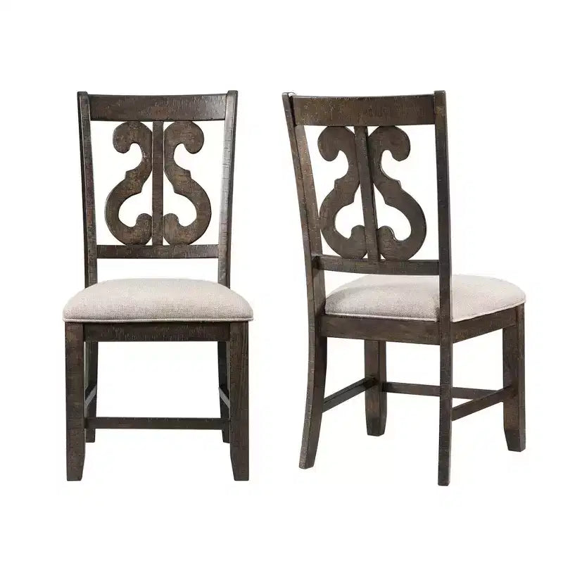 Chaise en bois à dossier tourbillonnant marron - : Milieu du siècle moderne, Assise rembourrée