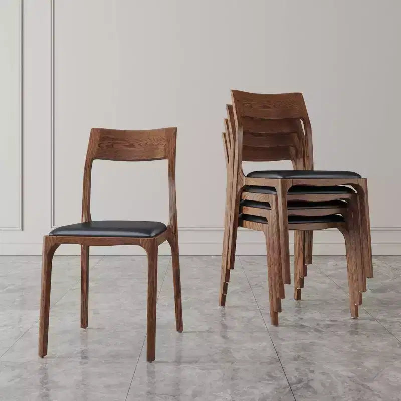 Chaises de salle à manger empilables Moderne Modern en similicuir noir