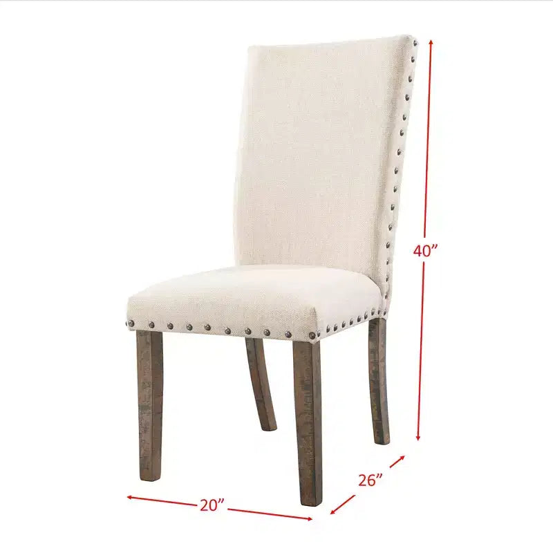 Table à manger extensible avec 6 chaises d'appoint rembourrées Noyer brun/Crème - : Fini fumé, Pieds évasés