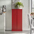 Garde-manger utilitaire rouge : style transitoire, construction en MDF, 3 étagères réglables, 10 compartiments de porte