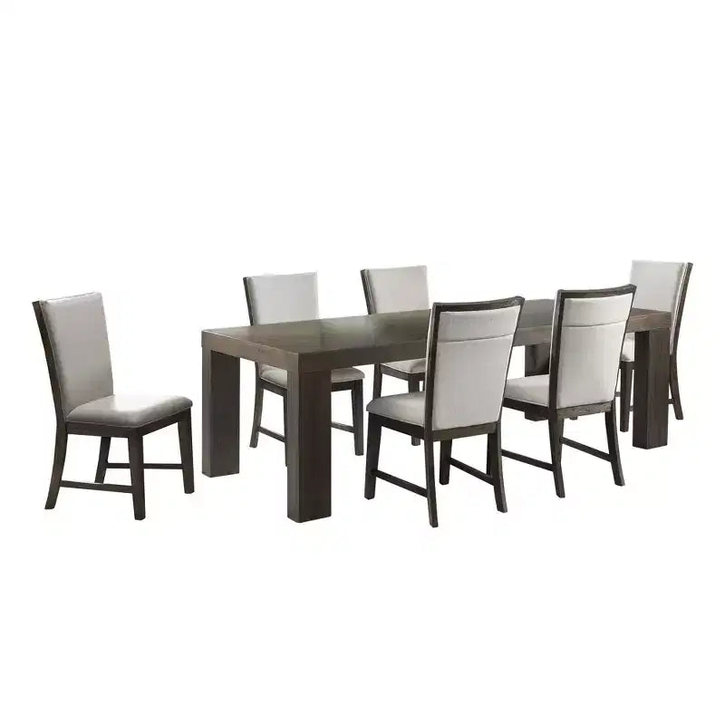 Table à manger extensible et six chaises d'appoint rembourrées Noyer grillé