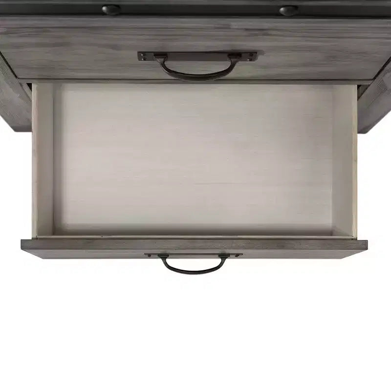 Ensemble de chambre à coucher King Panel gris - : Comprend commode, chiffonnier et table de chevet