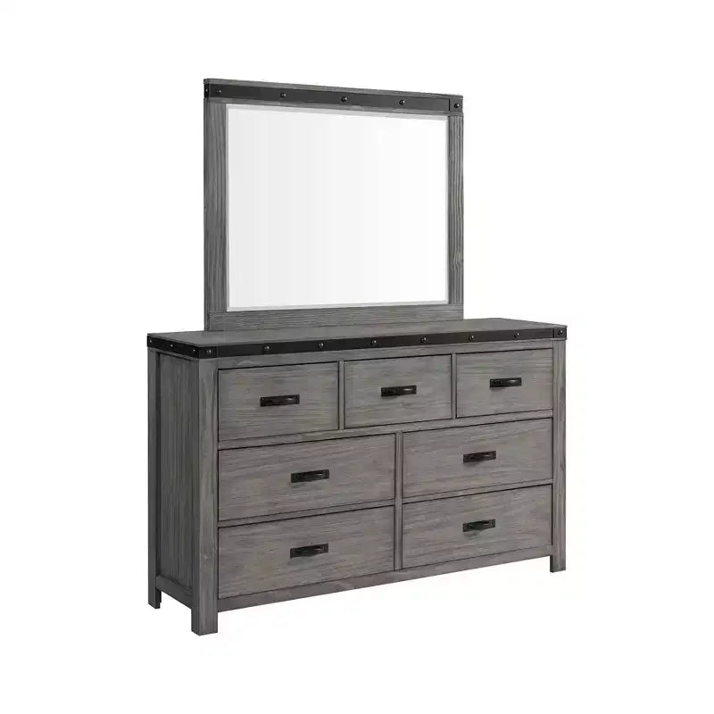 Ensemble de chambre à coucher King Panel gris - : Comprend commode, chiffonnier et table de chevet