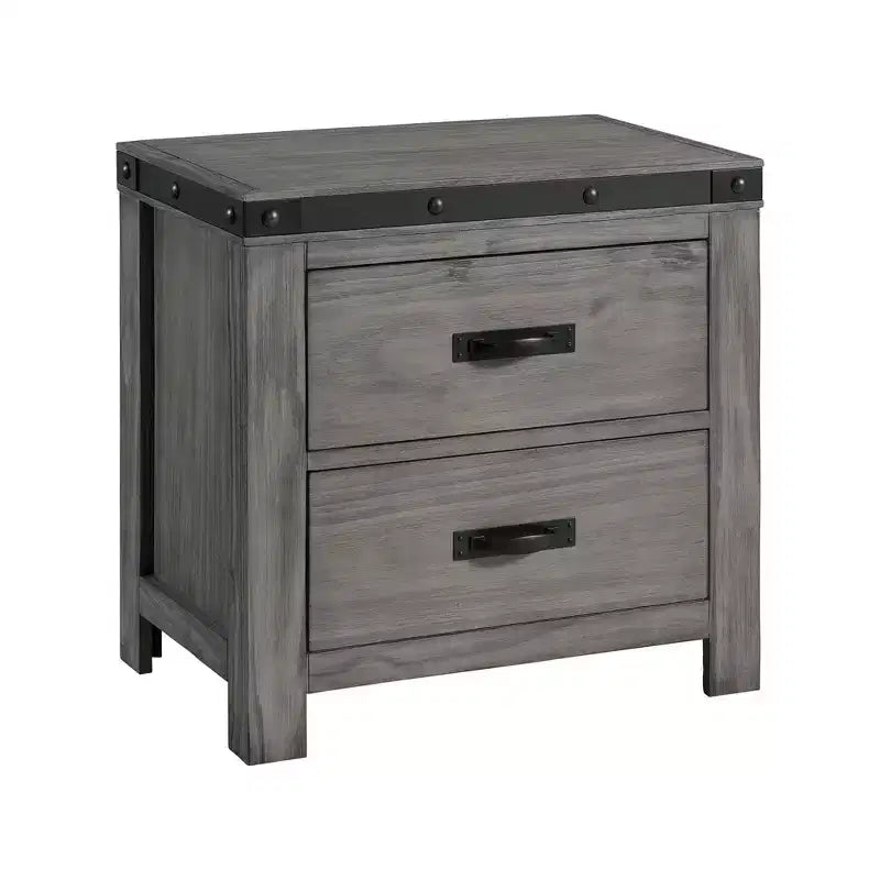Ensemble de chambre à coucher King Panel gris - : Comprend commode, chiffonnier et table de chevet