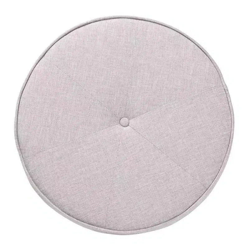 Pouf repose-pieds Theo en tissu et bois, beige grisé/brun noyer