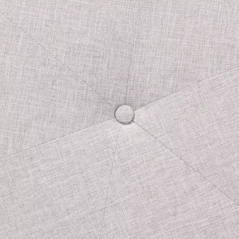 Pouf repose-pieds Theo en tissu et bois, beige grisé/brun noyer