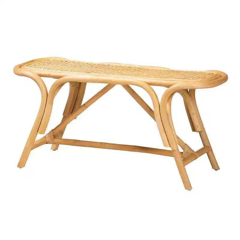 Banc d'appoint Septa Rattan Accent Naturel Marron : Meuble d'intérieur, Aucun assemblage requis, Nettoyer les taches