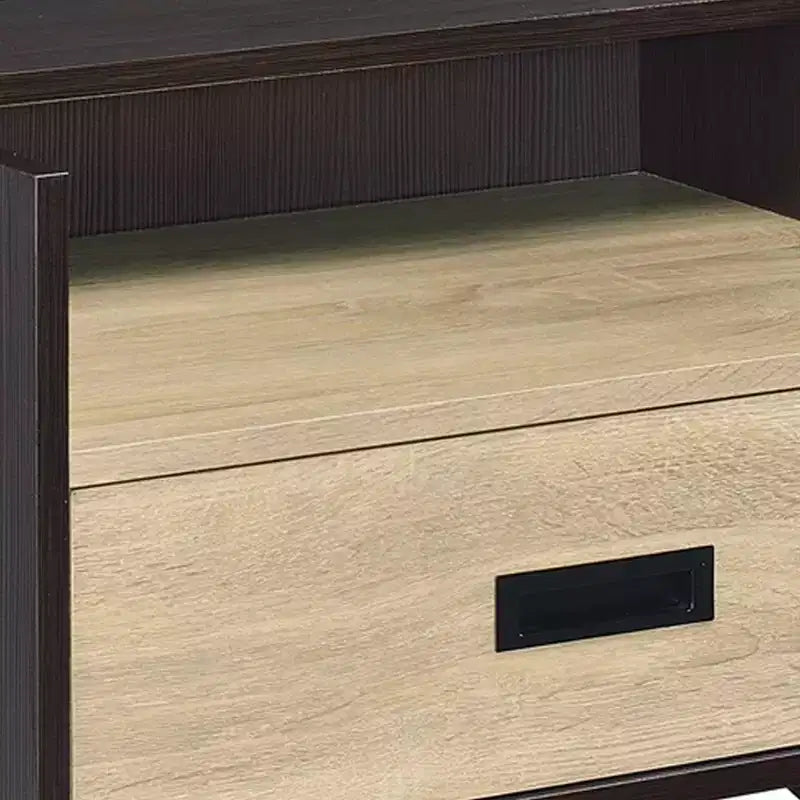 Table d'appoint 21" en chêne et finition noire - : style industriel, tiroir de rangement