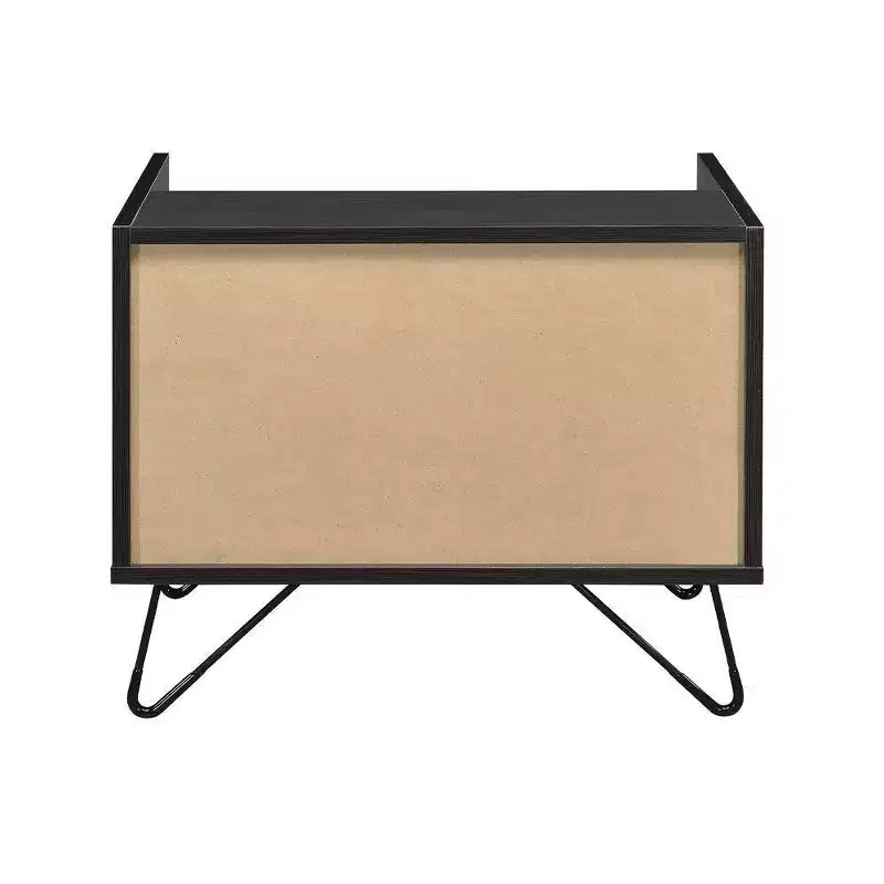 Table d'appoint 21" en chêne et finition noire - : style industriel, tiroir de rangement