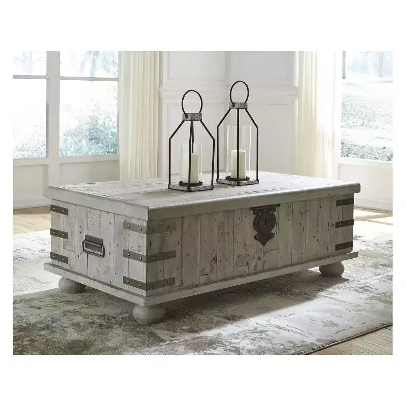 Table basse relevable blanche